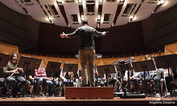 Conductor at podium